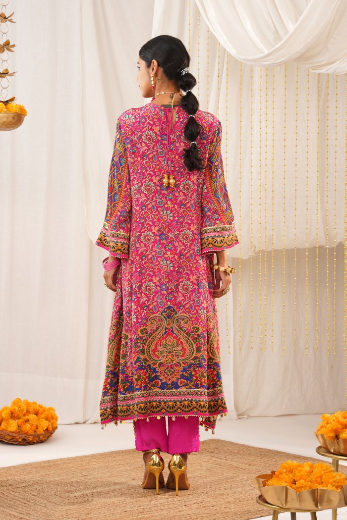 Pink Multicolor Choga Suit