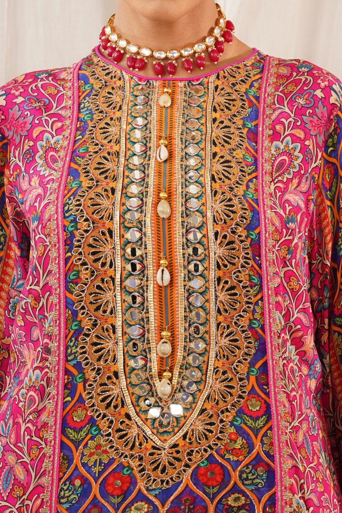 Pink Multicolor Choga Suit