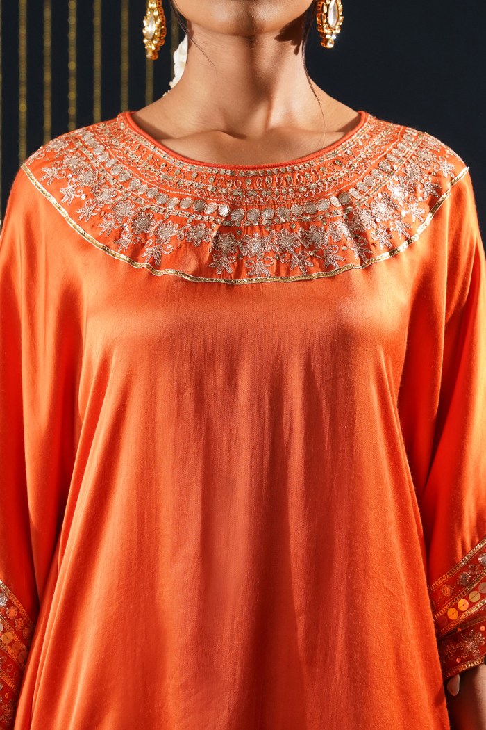 Orange Crepe Choga Suit