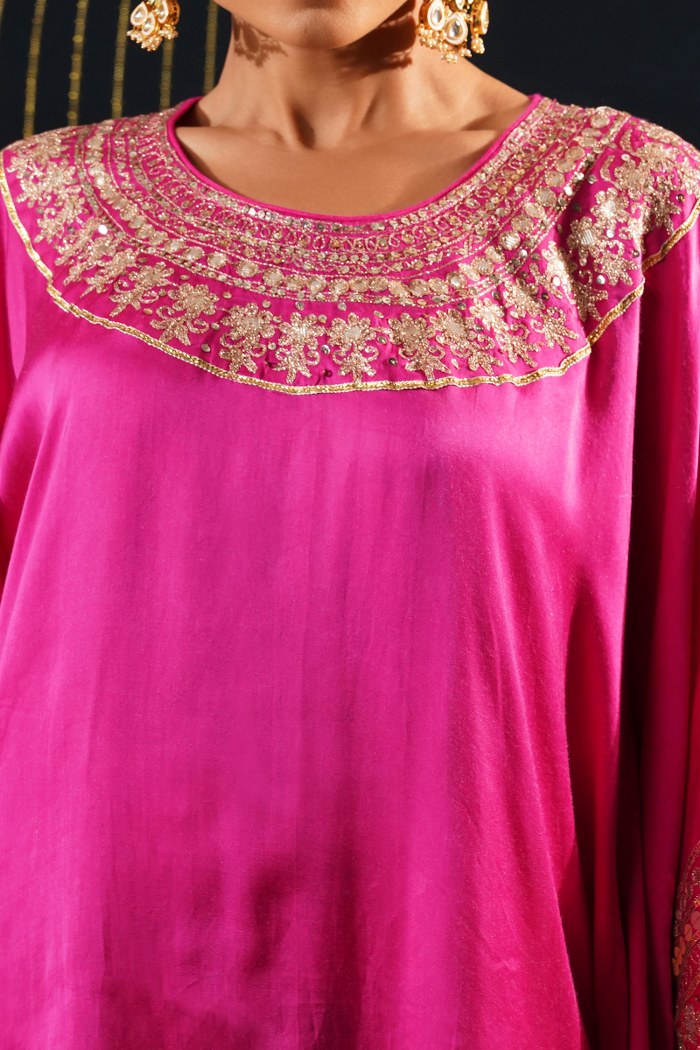 Pink Crepe Choga Suit