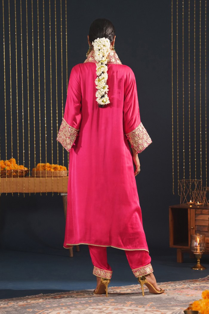 Pink Embroidered Choga Suit