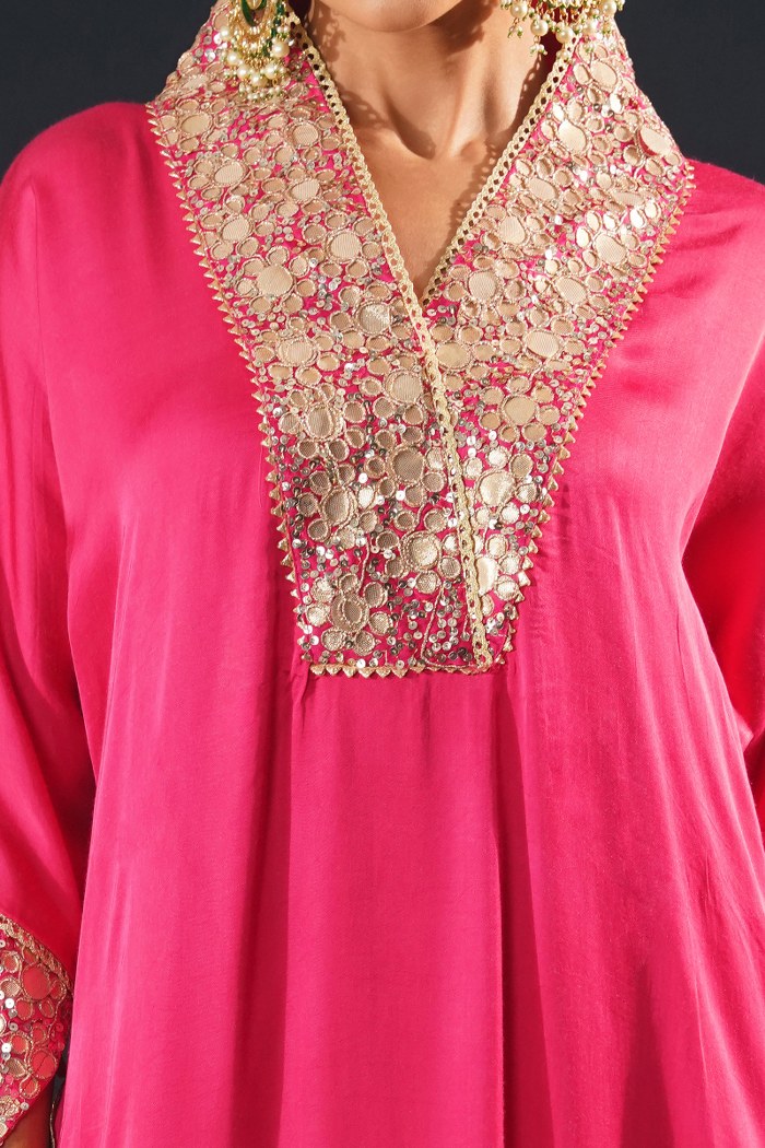 Pink Embroidered Choga Suit