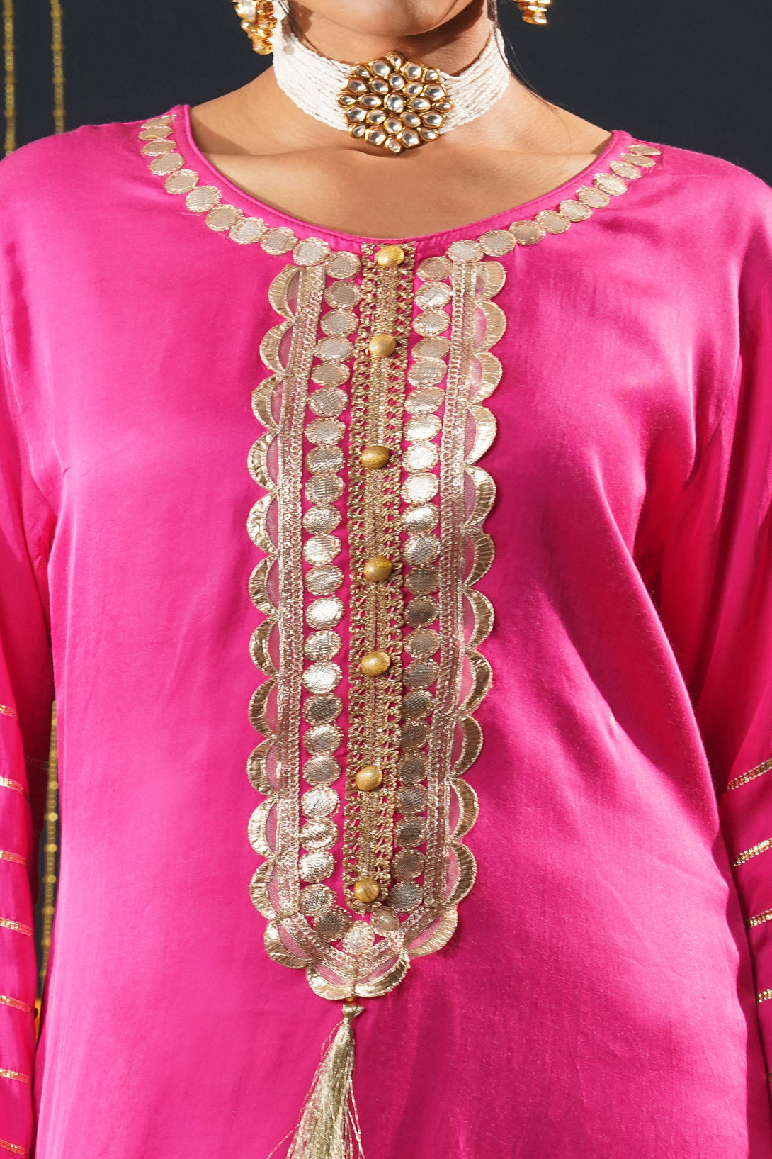 Pink Elegant Crepe Choga Suit