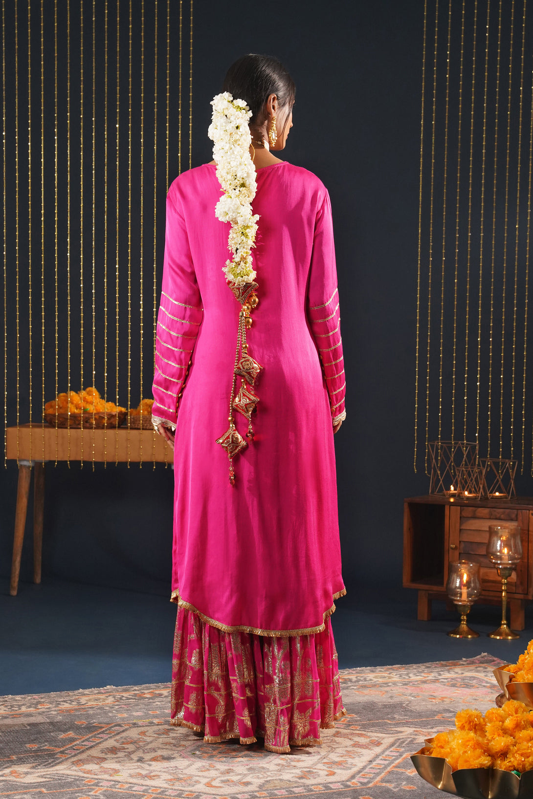 Pink Elegant Crepe Choga Suit