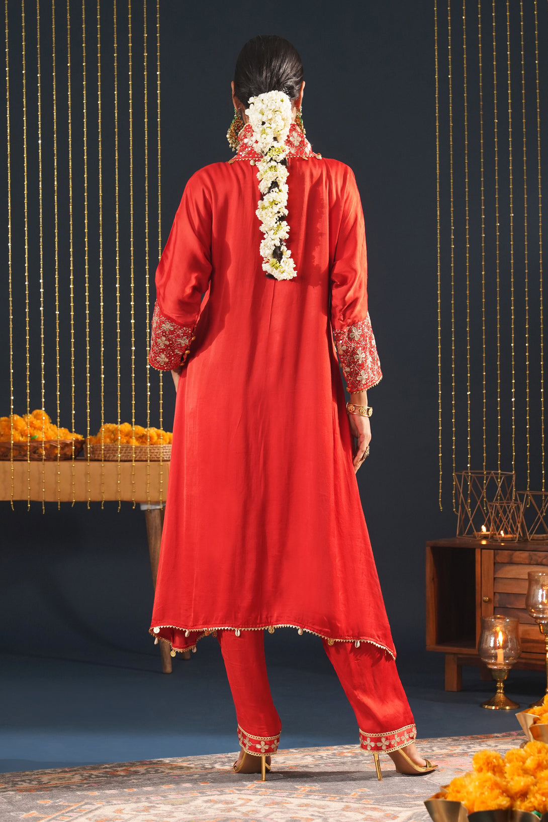 Vibrant Red Choga Suit