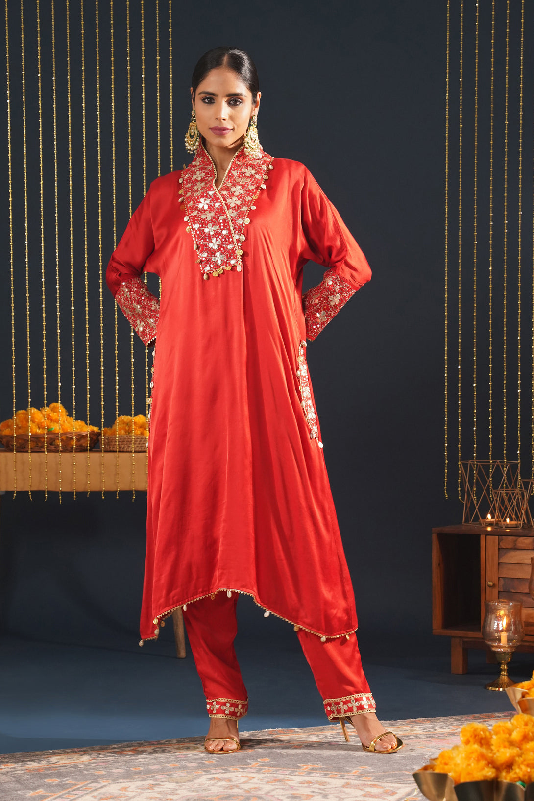 Vibrant Red Choga Suit