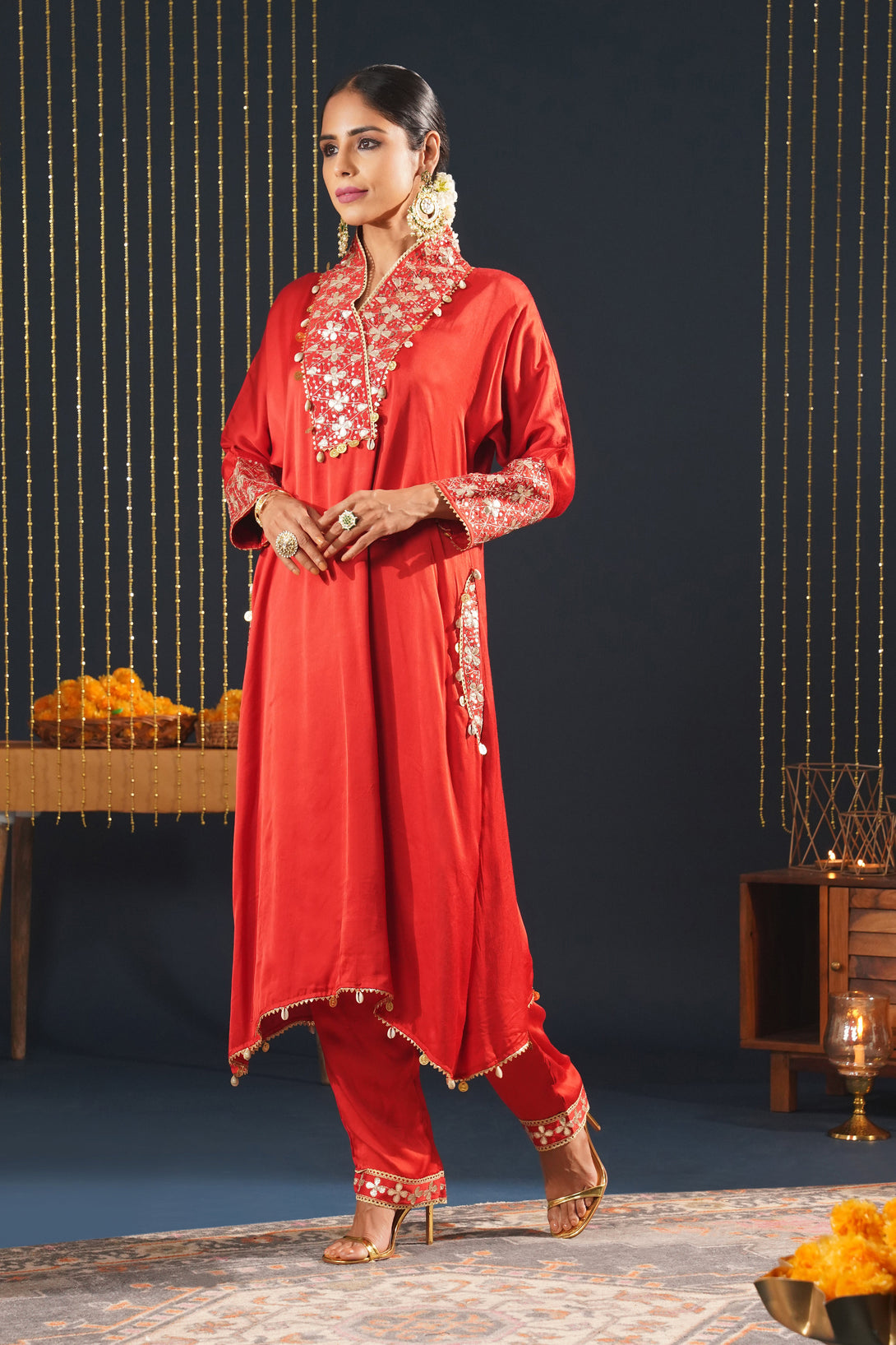 Vibrant Red Choga Suit