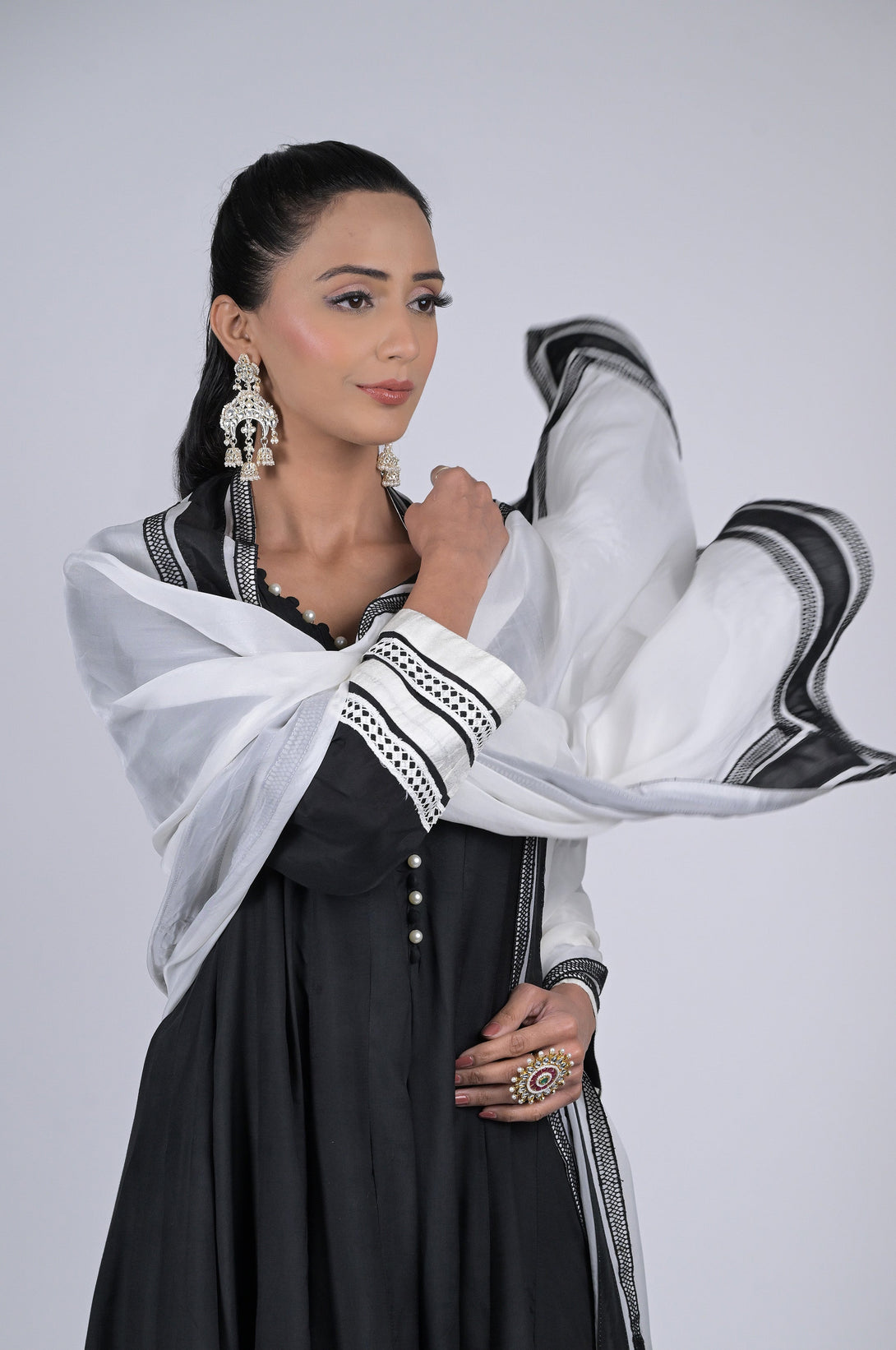 Black Cotton Silk Anarkali Suit