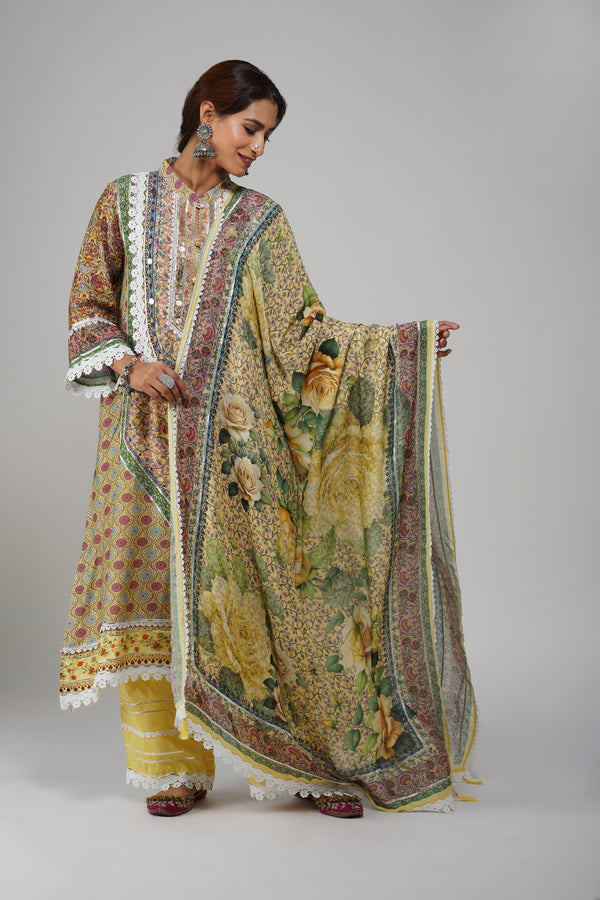 Royal Heritage Printed Tunic Set – A Fusion of Elegance & Tradition