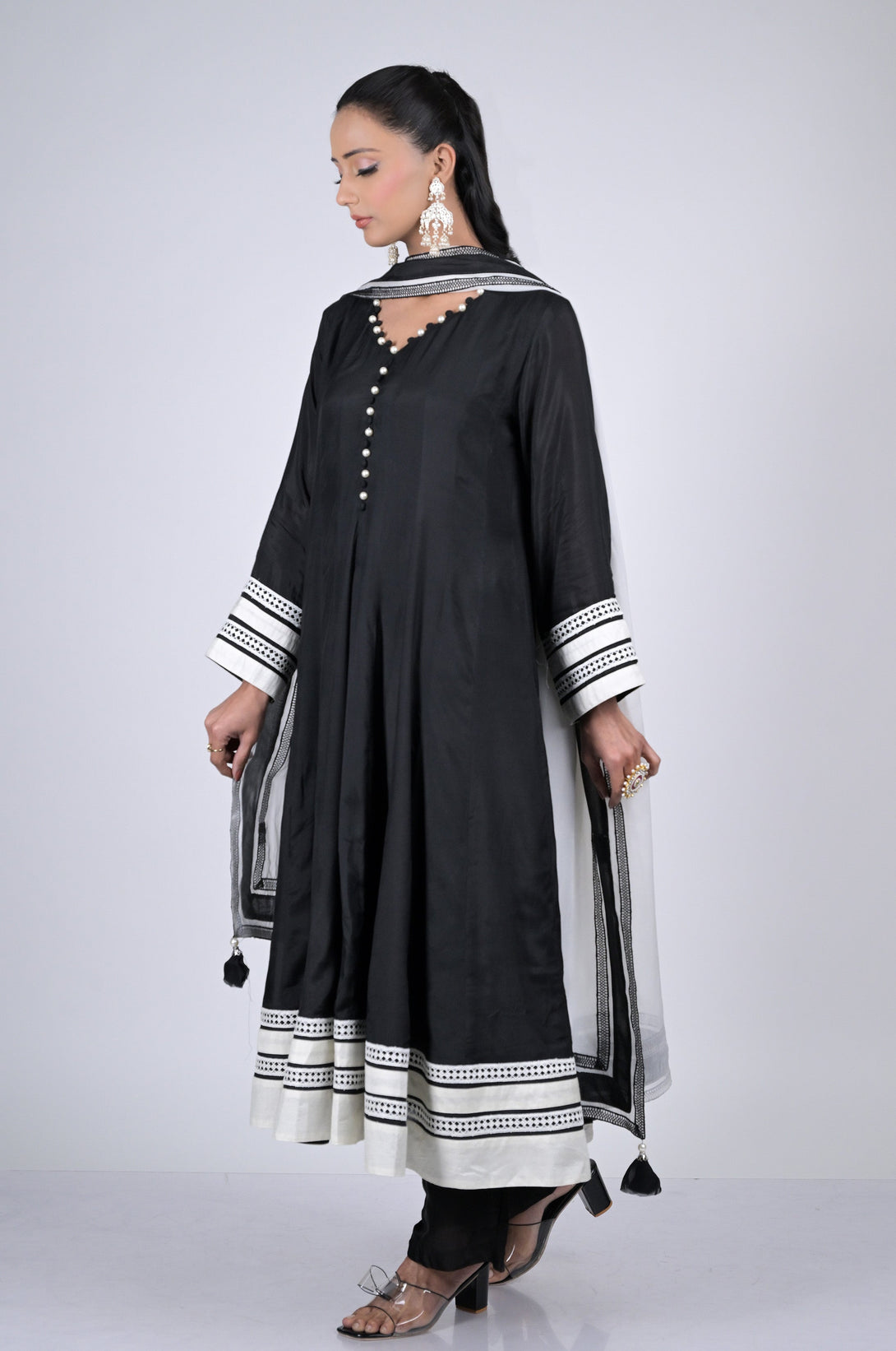 Black Cotton Silk Anarkali Suit