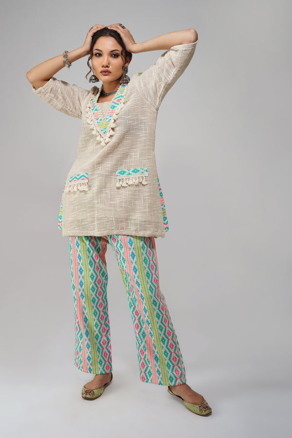 Boho Chic Linen 2-Piece Suit – Vibrant & Free-Spirited Elegance