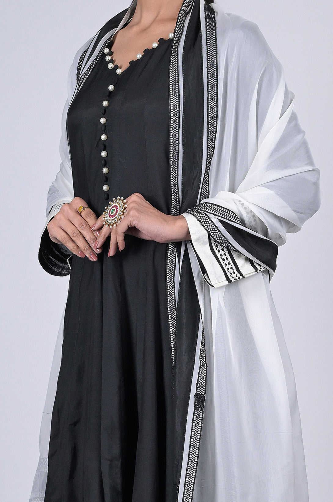 Black Cotton Silk Anarkali Suit