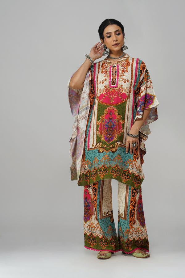 Bohemian Luxe Printed Kaftan Set – Vibrant & Chic