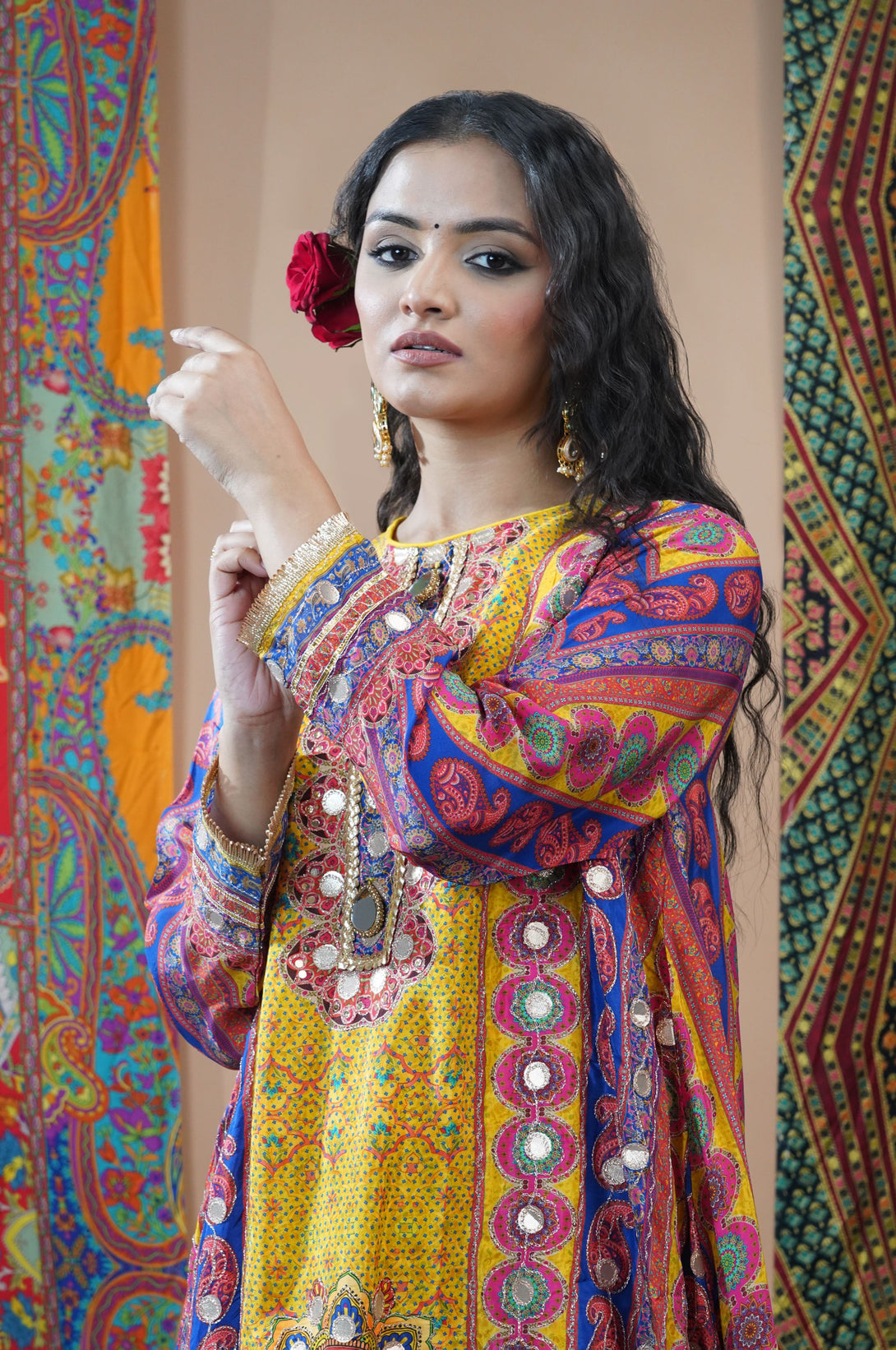 Yellow Viscose Kurta With Dhoti Pant