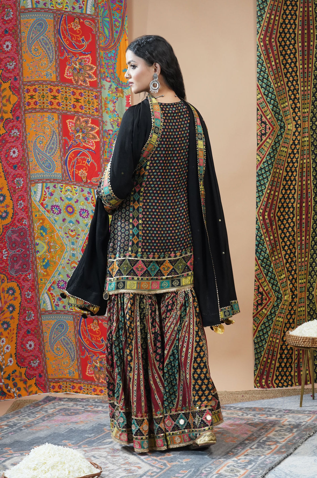 Brown Viscose Sharara Suit