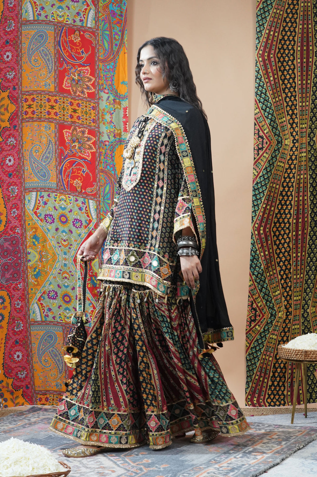 Brown Viscose Sharara Suit