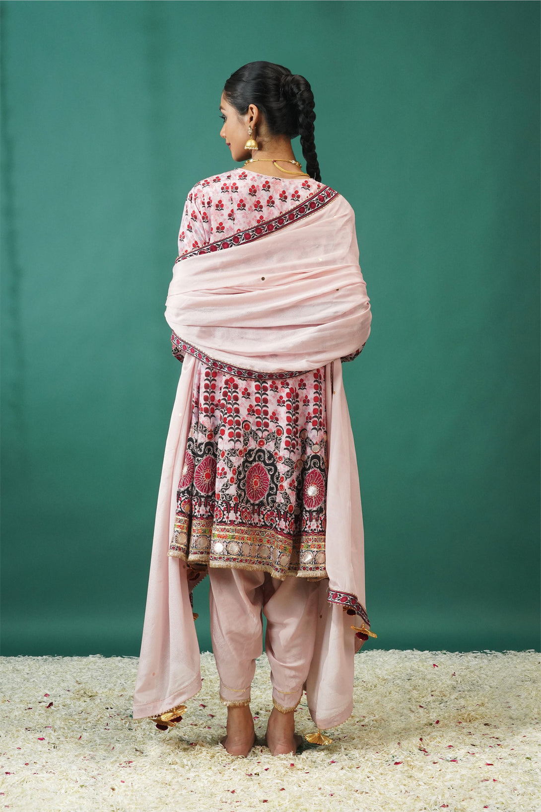 Anarkali Baby Pink Short Dhoti Pant